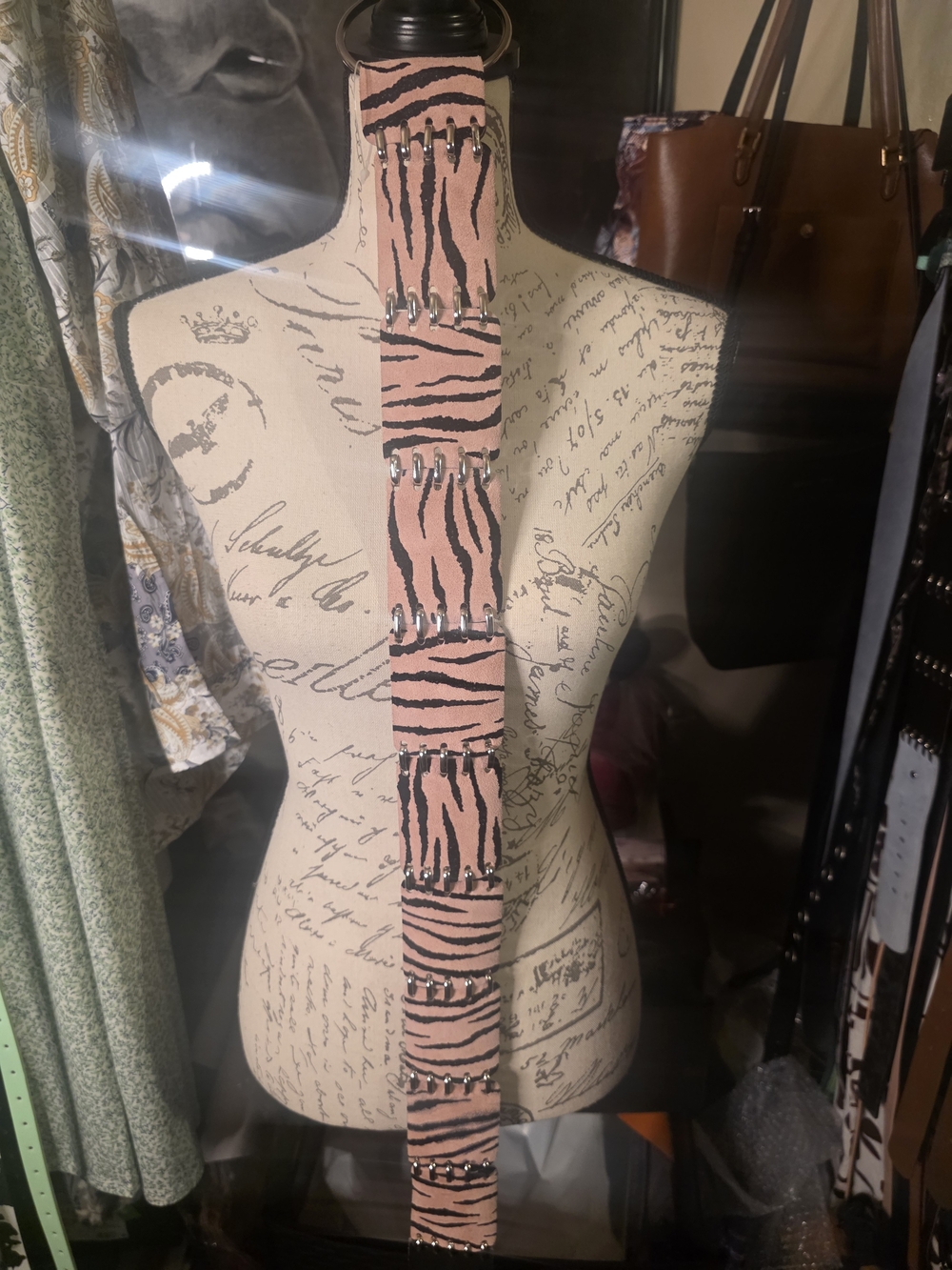 Pink Zebra Leather Belt